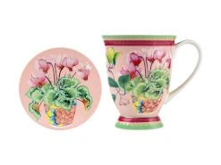 Gabby Malpas Jardin Mug & Coaster Set 300ML Cyclamen Gift Boxed
