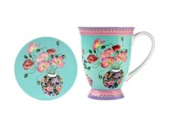 Gabby Malpas Jardin Mug & Coaster Set 300ML Poppy Gift Boxed