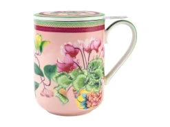 Gabby Malpas Jardin Mug With Infuser 340ML Cyclamen Gift Boxed