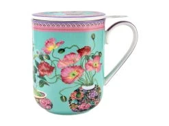 Gabby Malpas Jardin Mug With Infuser 340ML Poppy Gift Boxed