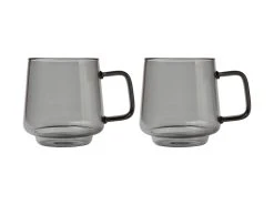 Blend Sala Glass Mug 400ML Set Of 2 Charcoal Gift Boxed