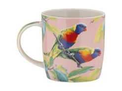 Katherine Castle Bird Talk Mug 370ML Rainbow Lorikeets Gift Boxed -Table Accents Shop dx1124 side 1