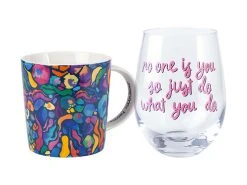 Kasey Rainbow Wild At Heart Mug & Glass Set Africa Navy Gift Boxed