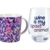 Kasey Rainbow Wild At Heart Mug & Glass Set Leopard Lilac Gift Boxed
