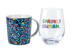 Kasey Rainbow Wild At Heart Mug & Glass Set Wild Blue Gift Boxed