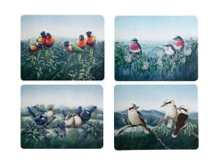 Birds Of Australia KC 10yr Anniversary Cork Back Placemat 34x26.5cm Set Of 4 Gift Boxed