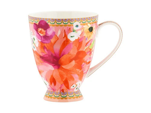Teas & C's Dahlia Daze Footed Mug 300ML Pink Gift Boxed 1 Teas & C's Dahlia Daze Footed Mug 300ML Pink Gift Boxed