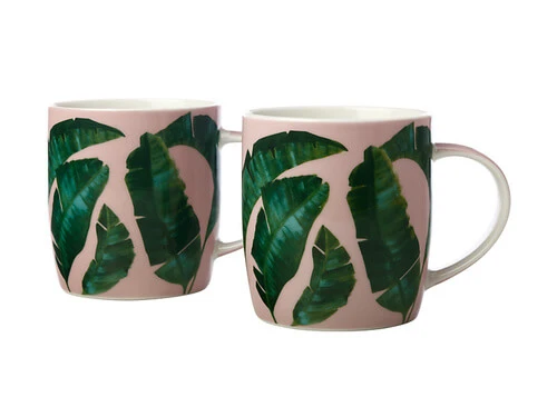 Haven Banana Leaf Mug 380ML Set Of 2 Pink Gift Boxed 1 Haven Banana Leaf Mug 380ML Set Of 2 Pink Gift Boxed