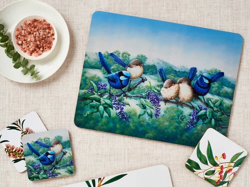 Birds Of Australia KC 10yr Anniversary Cork Back Placemat 34x26.5cm Set Of 4 Gift Boxed 2 Birds Of Australia KC 10yr Anniversary Cork Back Placemat 34x26.5cm Set Of 4 Gift Boxed - Image 2