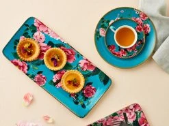 Teas & C's Silk Road Rectangle Platter 33x15.5cm Aqua Gift Boxed -Table Accents Shop teas cs silk road platter cup saucer aqua